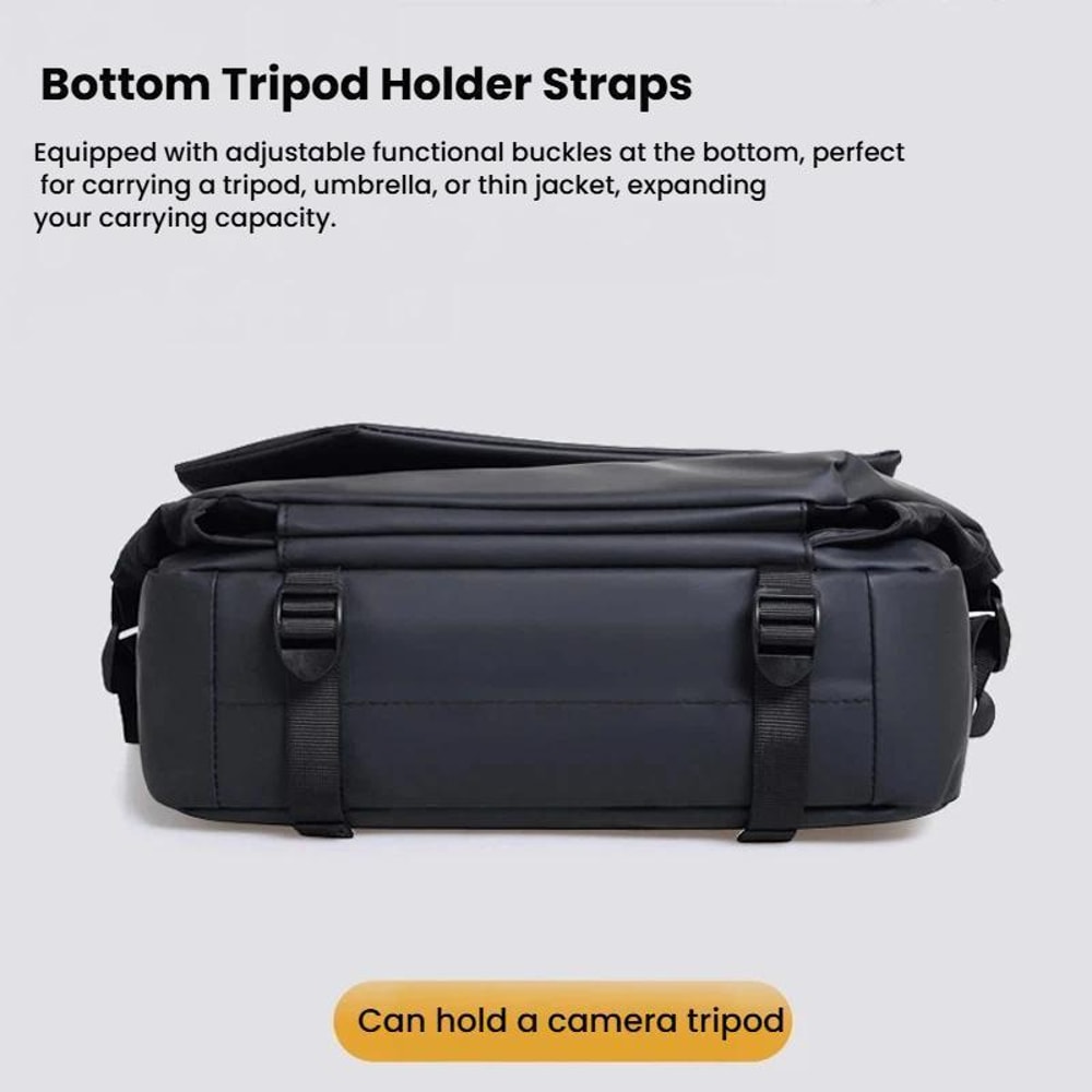 Water Resistant Messenger Bag For Men Large Capacity Crossbody Briefcase With Luggage Strap 3
