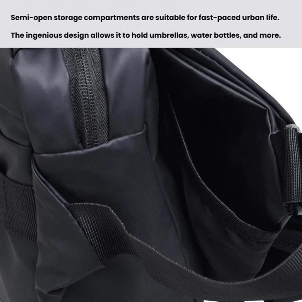 Water Resistant Messenger Bag For Men Large Capacity Crossbody Briefcase With Luggage Strap 4