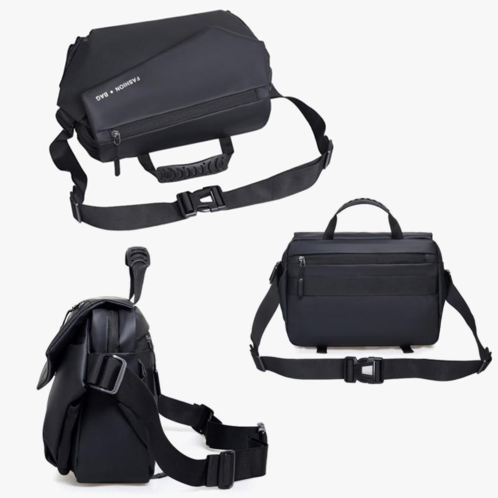 Water Resistant Messenger Bag For Men Large Capacity Crossbody Briefcase With Luggage Strap 7
