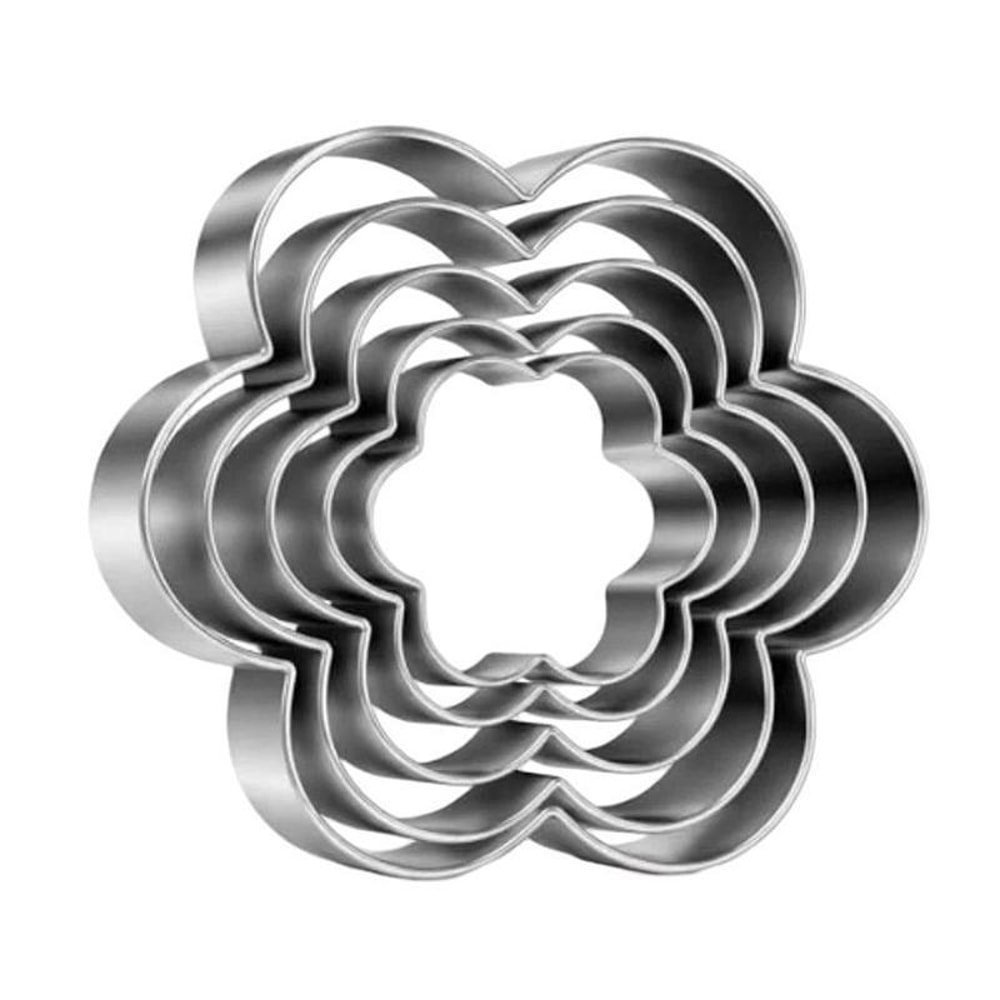 5-Piece Stainless Steel Cookie Cutter Set Flower Shapes for Cookies, Biscuits & Baking Creations