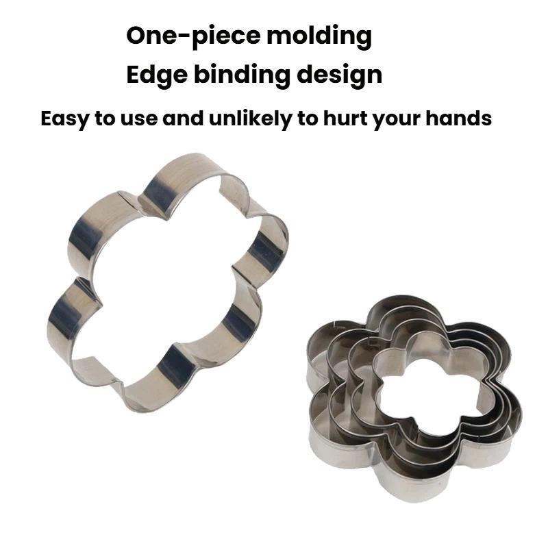 5-Piece Stainless Steel Cookie Cutter Set Flower Shapes for Cookies, Biscuits & Baking Creations