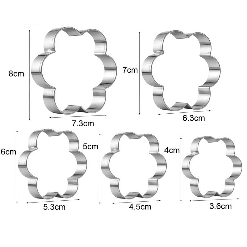 5-Piece Stainless Steel Cookie Cutter Set Flower Shapes for Cookies, Biscuits & Baking Creations