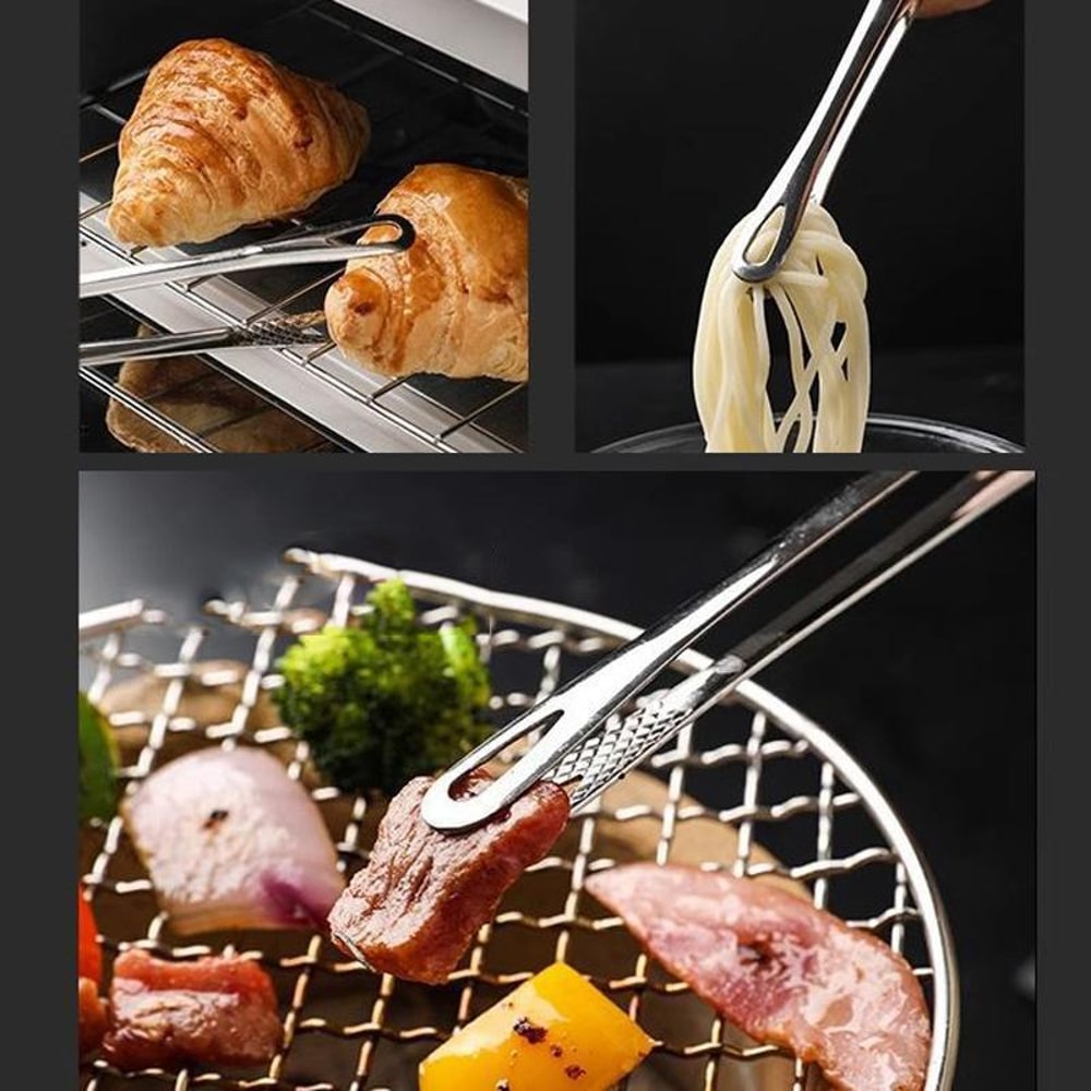 Premium 304 Stainless Steel BBQ Tongs For Grilling Steak Flipping Kitchen Cooking 3