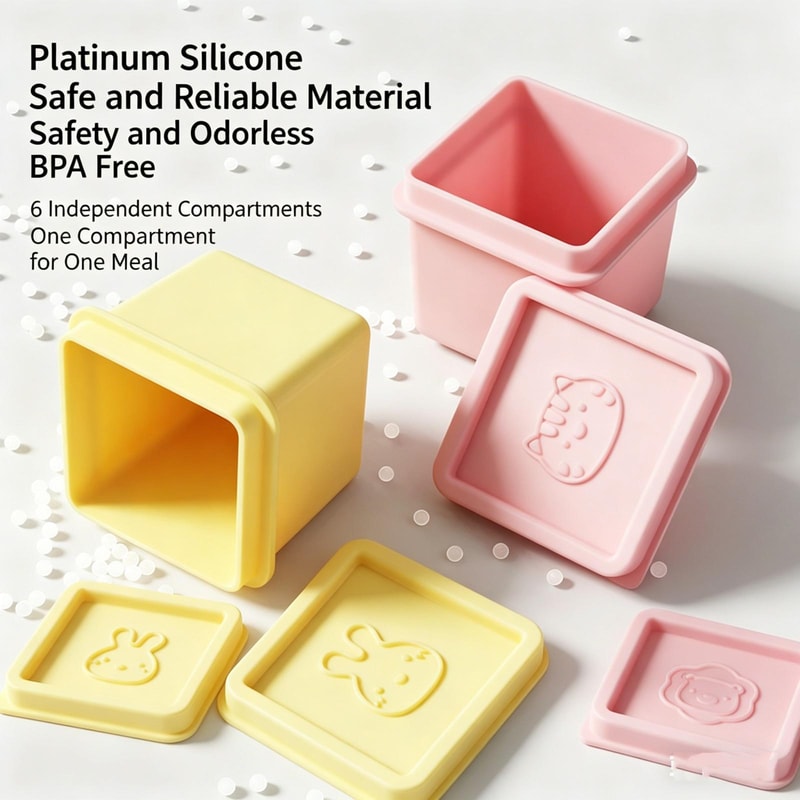 Silicone Baby Food Freezer Tray with Lids 6 x 4oz Baby Food Storage Containers