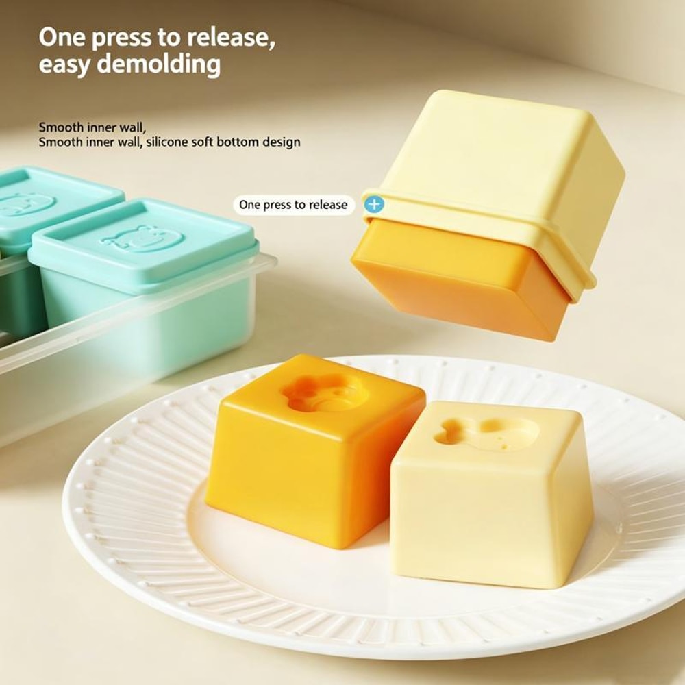 Silicone Baby Food Freezer Tray with Lids 6 x 4oz Baby Food Storage Containers