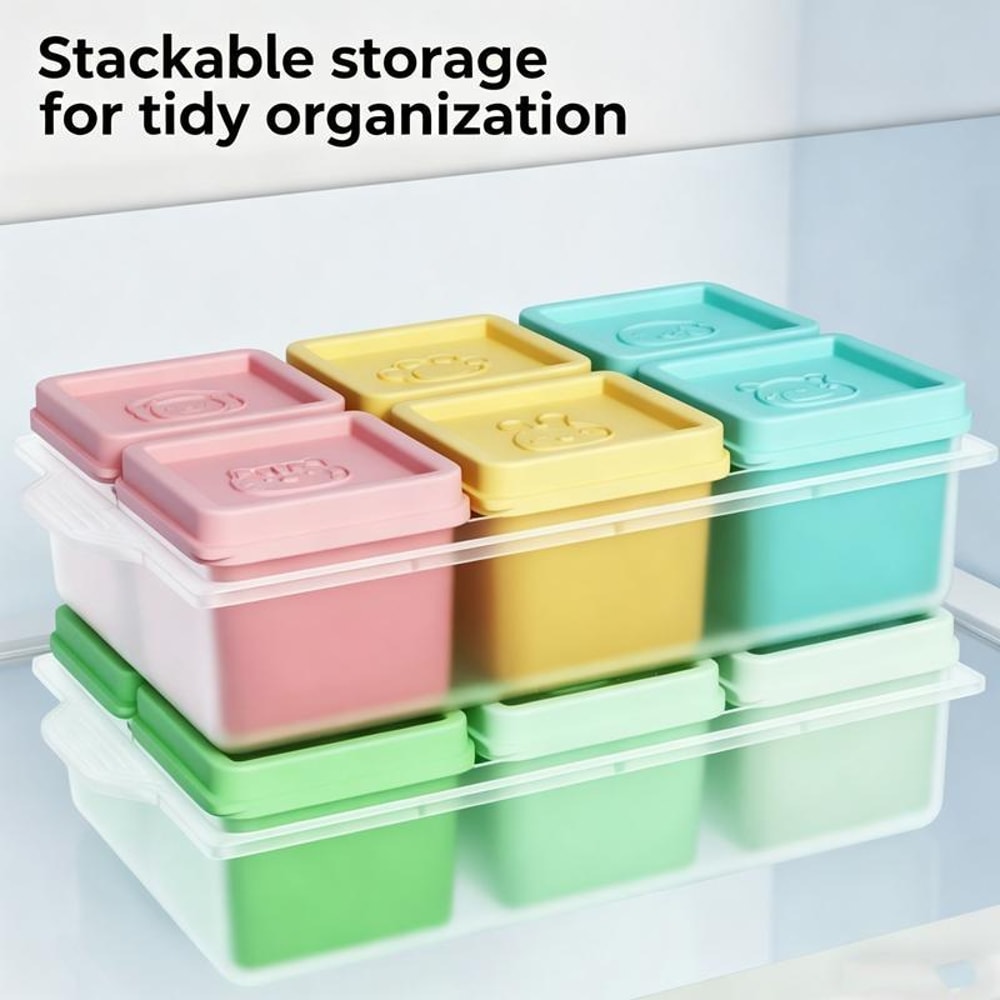 Silicone Baby Food Freezer Tray with Lids 6 x 4oz Baby Food Storage Containers