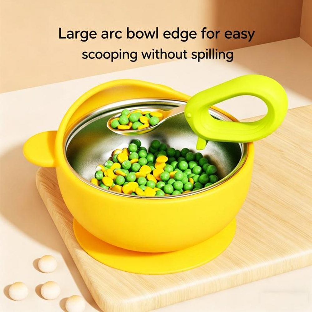 Stainless Steel Suction Baby Bowl For Toddlers Toddler Feeding Bowl With SpillProof Base HeatSafe 2