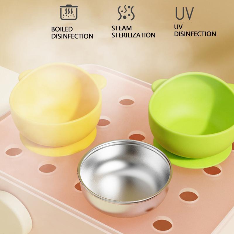 Stainless Steel Suction Baby Bowl For Toddlers Toddler Feeding Bowl With SpillProof Base HeatSafe 5
