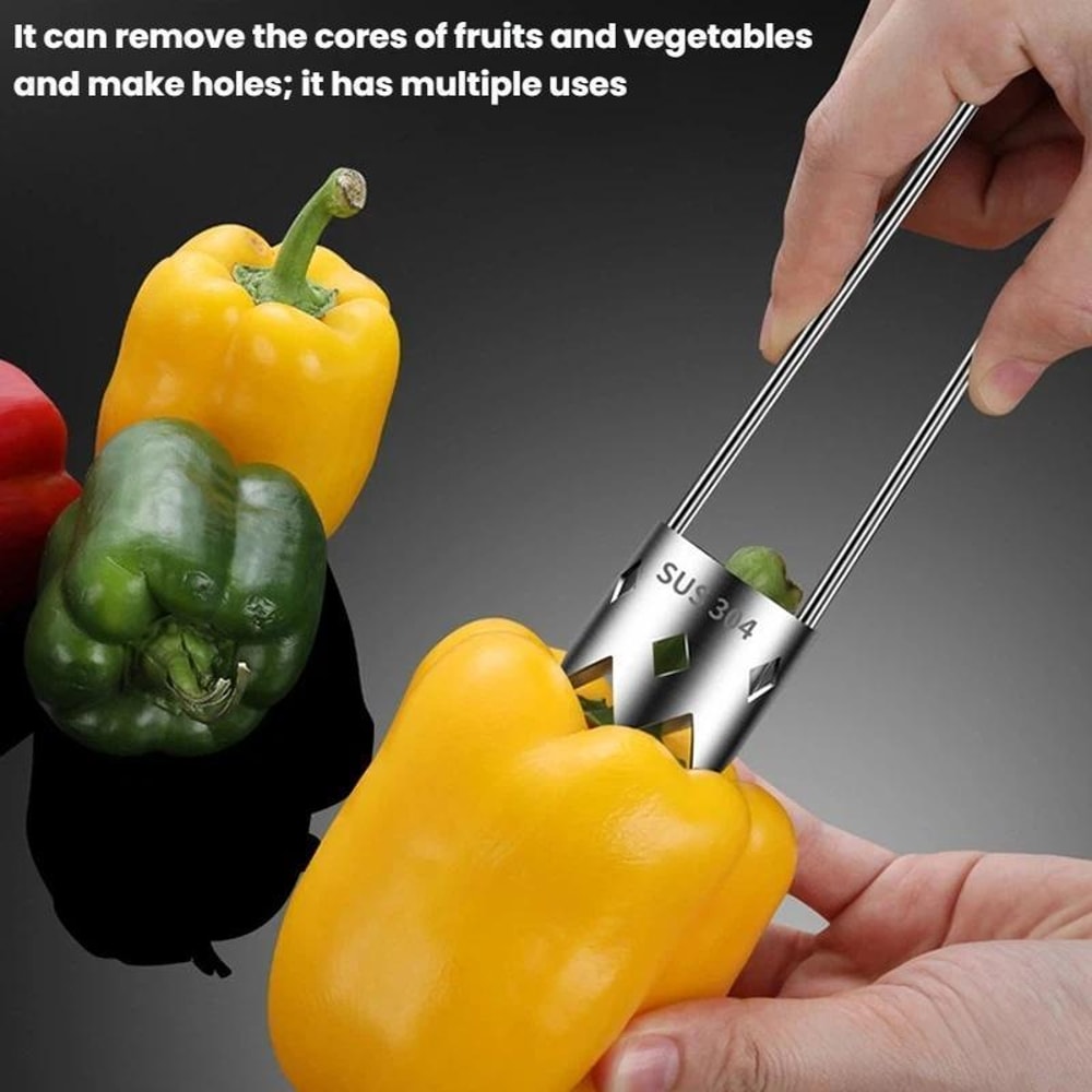 Stainless Steel Fruit Corer Tool for Apples, Peppers & Vegetables