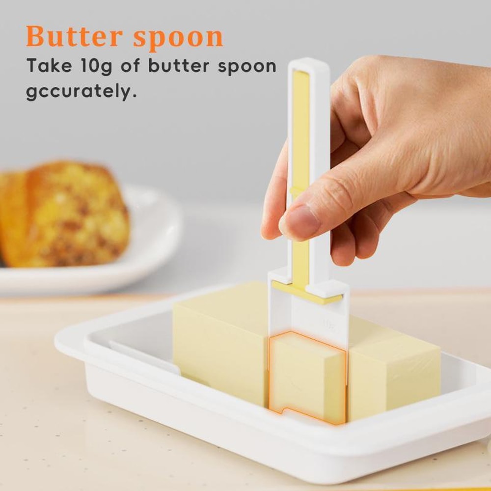 Butter Slice Keeper Box with Measuring Spoon Lid for Precise Portions and Fresh Storage