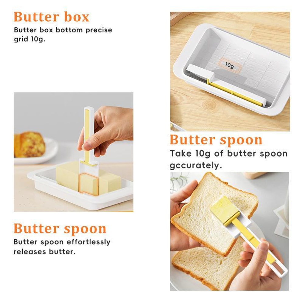 Butter Slice Keeper Box with Measuring Spoon Lid for Precise Portions and Fresh Storage