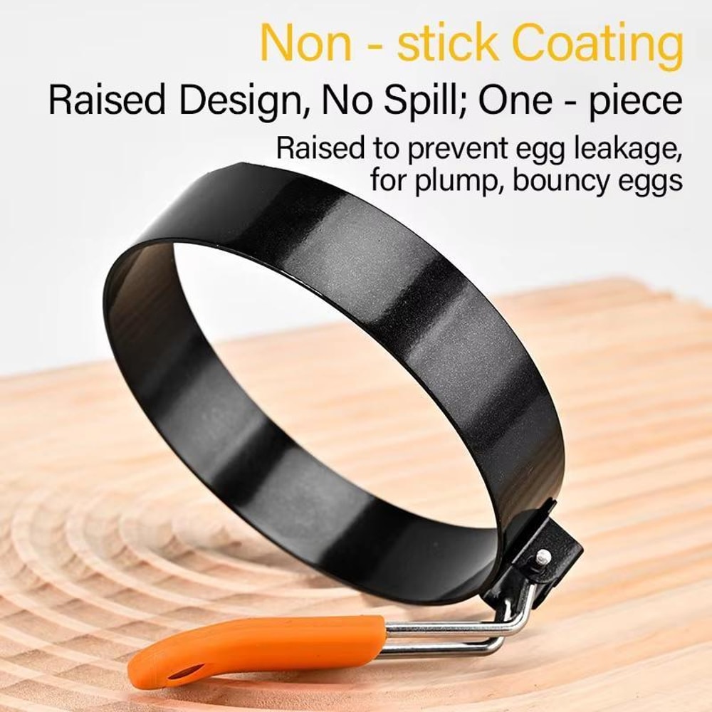 4-Inch Egg Ring Mold Stainless Steel Non-Stick Egg Cooker Ring with Heat-Resistant Handle