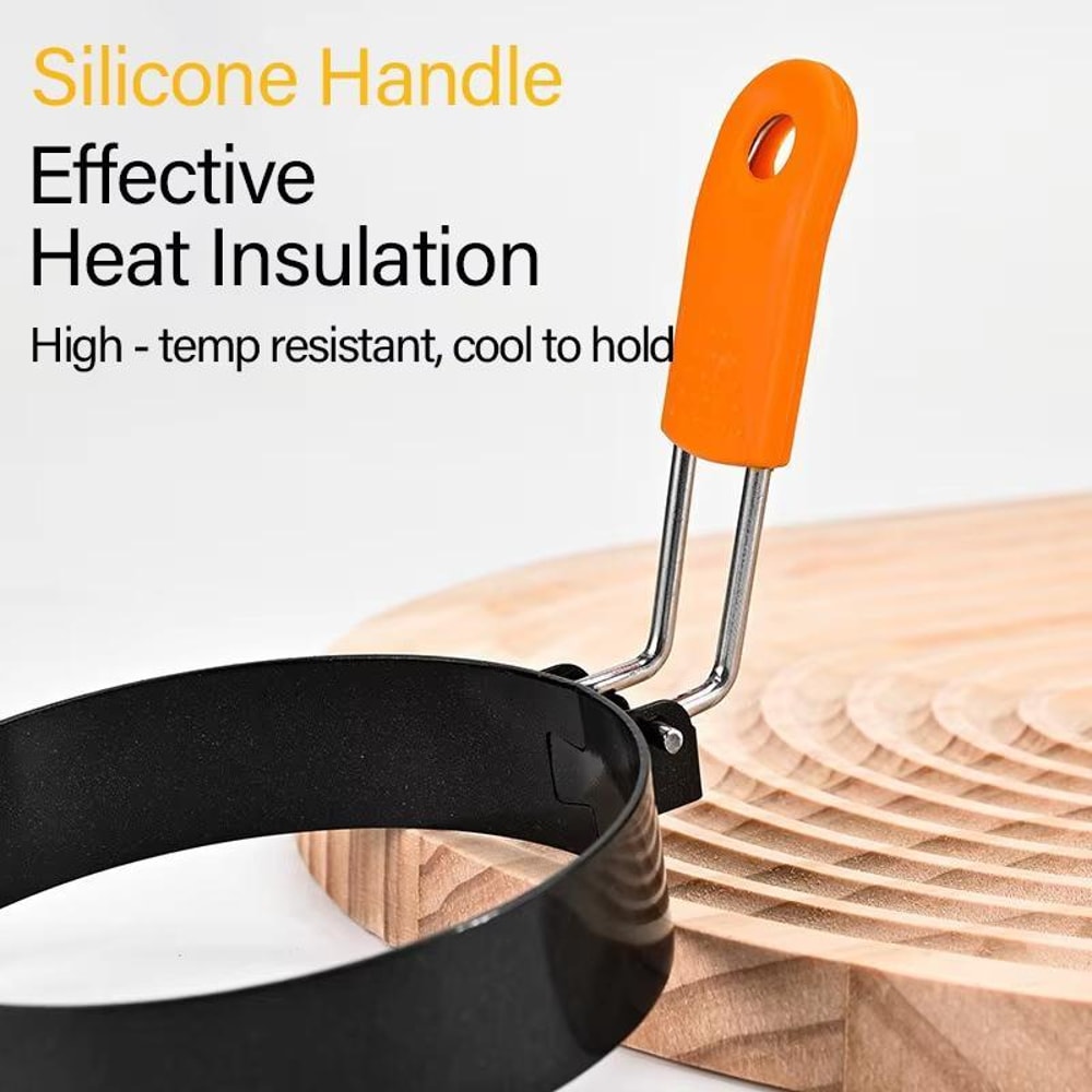 4-Inch Egg Ring Mold Stainless Steel Non-Stick Egg Cooker Ring with Heat-Resistant Handle