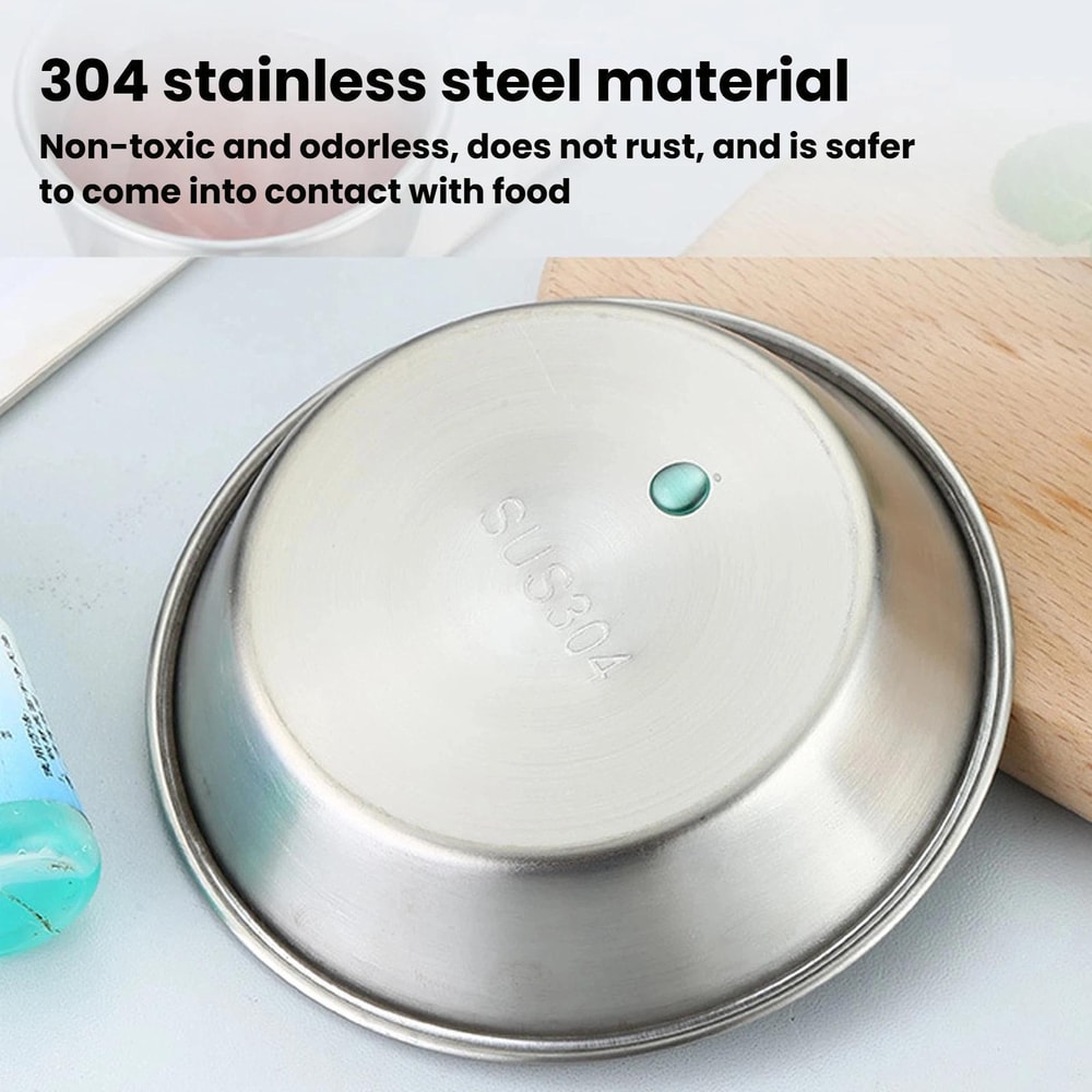 Premium 304 Stainless Steel Sauce Dish 8cm Round Dipping Bowl for Condiments & Serving