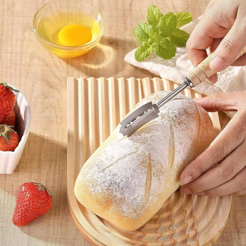 Artisan Bread Lame Scoring Tool Set with 5 Blades, Bread Scoring Knife & Leather Sheath