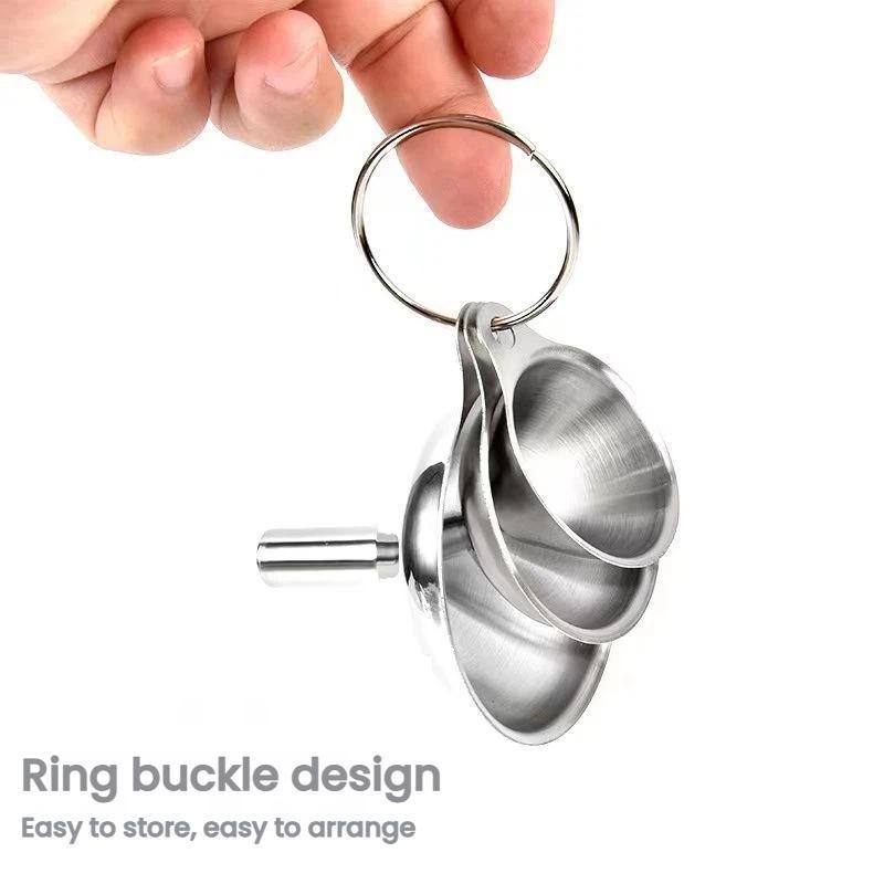 Stainless Steel Kitchen Funnel Set for Oil, Spices & Liquid Transfer, 3 Piece Dispenser Collection