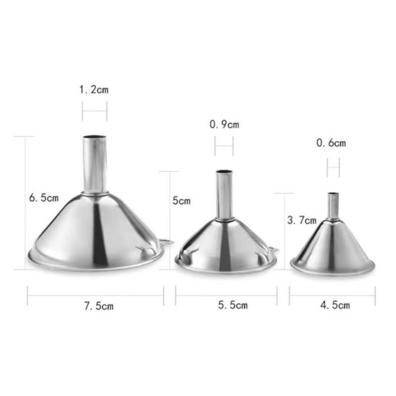 Stainless Steel Kitchen Funnel Set for Oil, Spices & Liquid Transfer, 3 Piece Dispenser Collection