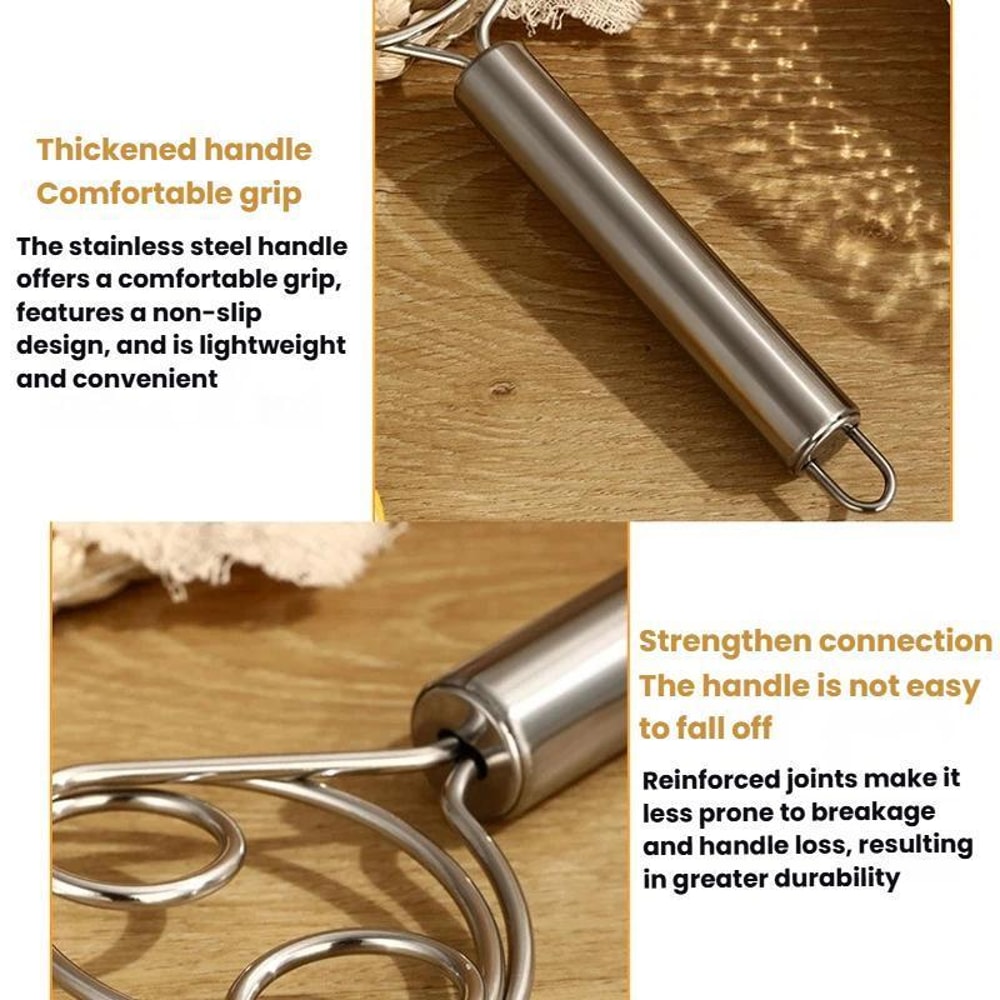 Double Coil Stainless Steel Whisk for Cream, Eggs & Smooth Batter Mixing
