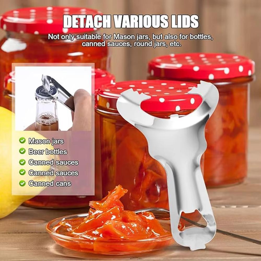 Easy Grip Stainless Steel Mason Jar Lid Opener & Bottle Opener for Effortless Jar Opening
