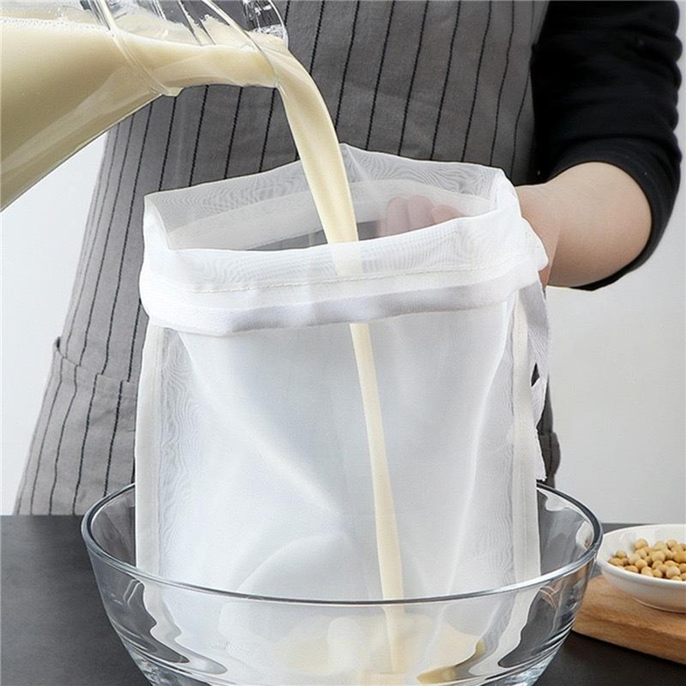 Ultra-Fine Nylon Soy Milk Filter Bag 100 Mesh Reusable Juice Strainer for Homemade Drinks