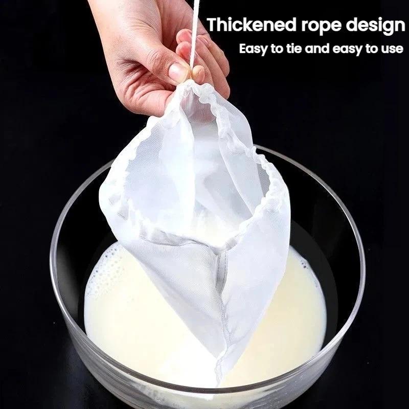 Ultra-Fine Nylon Soy Milk Filter Bag 100 Mesh Reusable Juice Strainer for Homemade Drinks