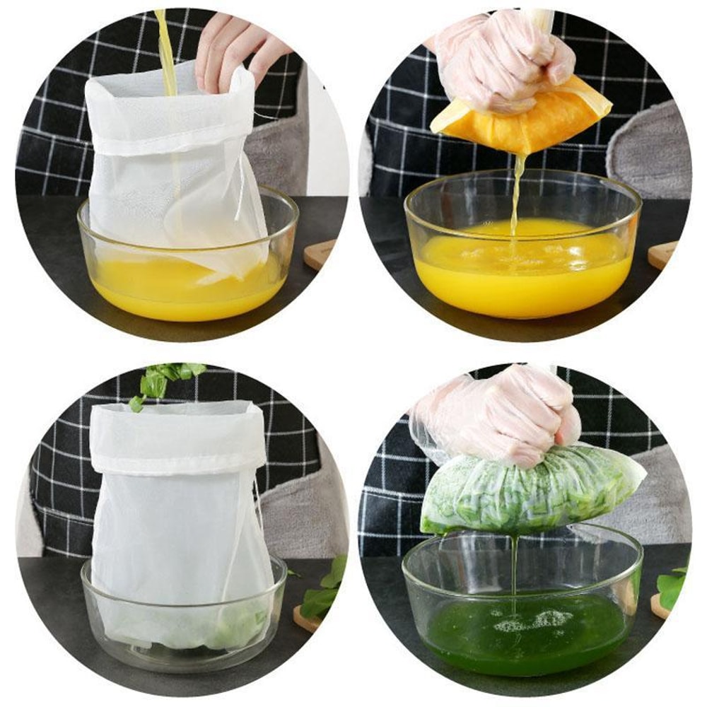 Ultra-Fine Nylon Soy Milk Filter Bag 100 Mesh Reusable Juice Strainer for Homemade Drinks