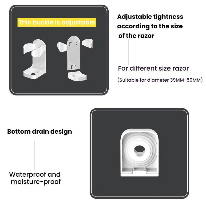 3PCS Adhesive Razor Holder Wall Mount Organizer For Electric Shavers Beauty Tools 4