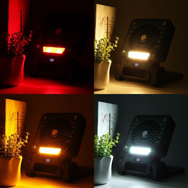 Solar Camping Fan Light With USB Charger Portable Lantern And Emergency Power Bank 5