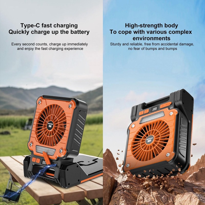 Solar Camping Fan Light With USB Charger Portable Lantern And Emergency Power Bank 11