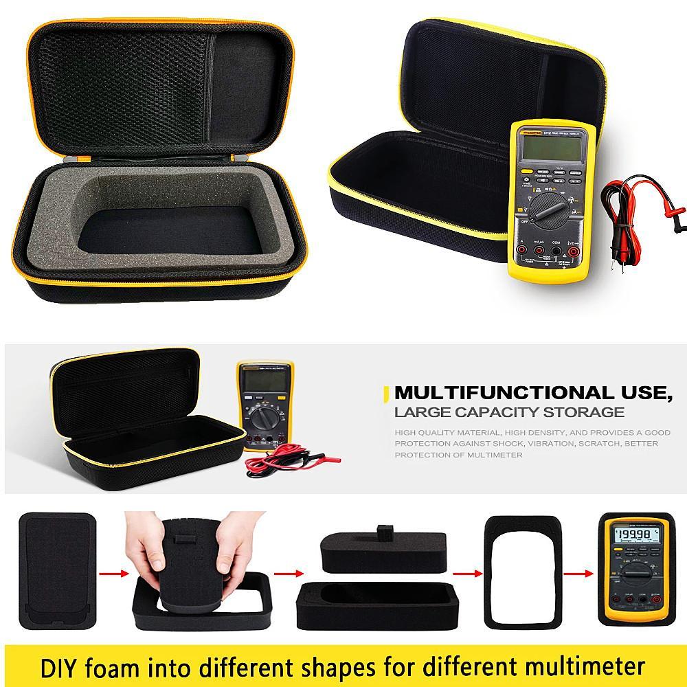 Fluke Multimeter Hard Carrying Case Waterproof EVA Storage Bag with Custom Foam Insert