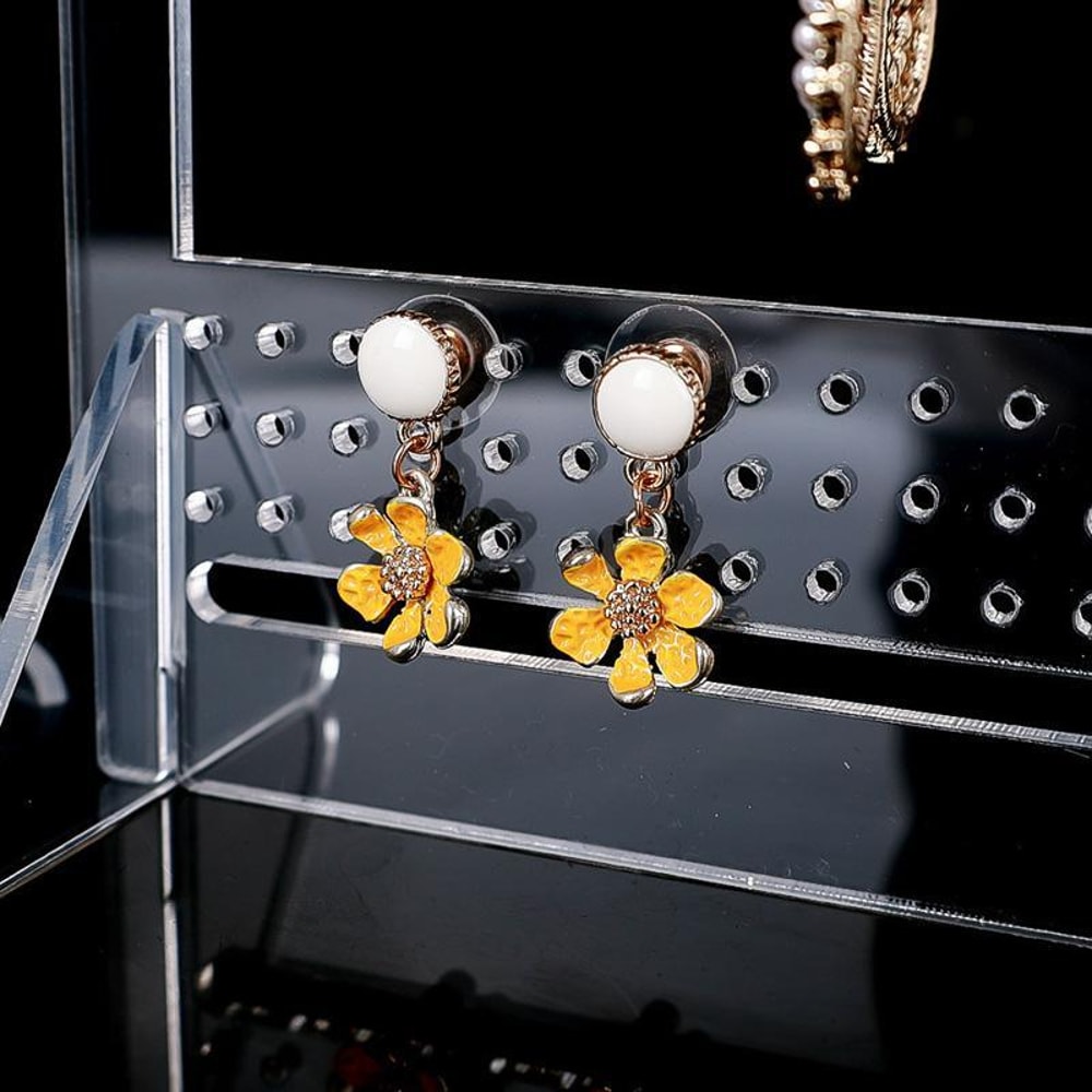 Clear Acrylic Jewelry Organizer Stand for Earrings, Necklaces & Bracelets Display Rack