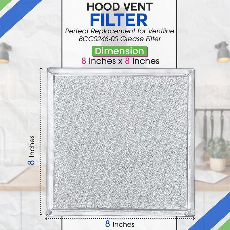 Ventline BCC024600 8x8 Inch Range Hood Filter Replacement 2PCS Aluminum Grease Vent Filters