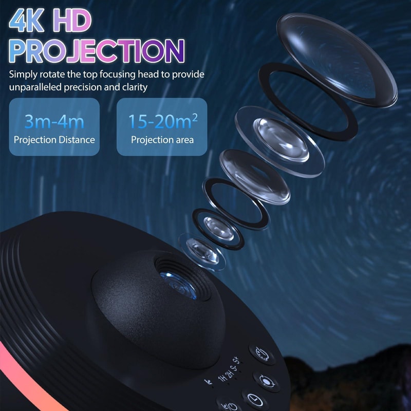 4K Galaxy Projector Starry Sky Night Light With Meteor Shower Effects 13 HD Space Films 5