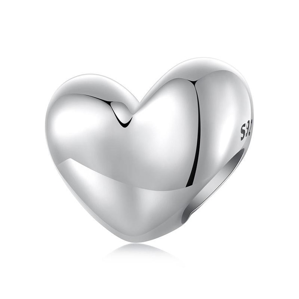 Sterling Silver Heart Charm Bead For Bracelets And DIY Jewelry 1