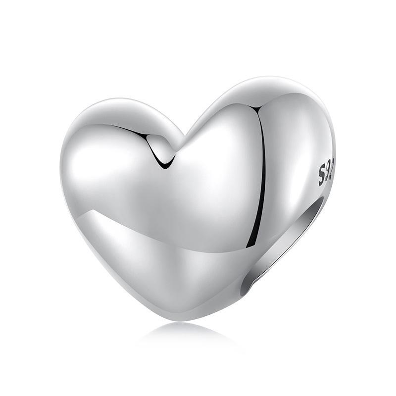 Sterling Silver Heart Charm Bead For Bracelets And DIY Jewelry 1