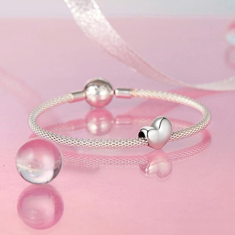 Sterling Silver Heart Charm Bead For Bracelets And DIY Jewelry 5
