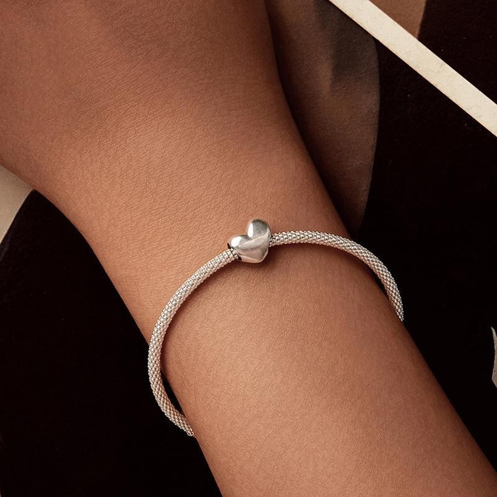 Sterling Silver Heart Charm Bead For Bracelets And DIY Jewelry 0