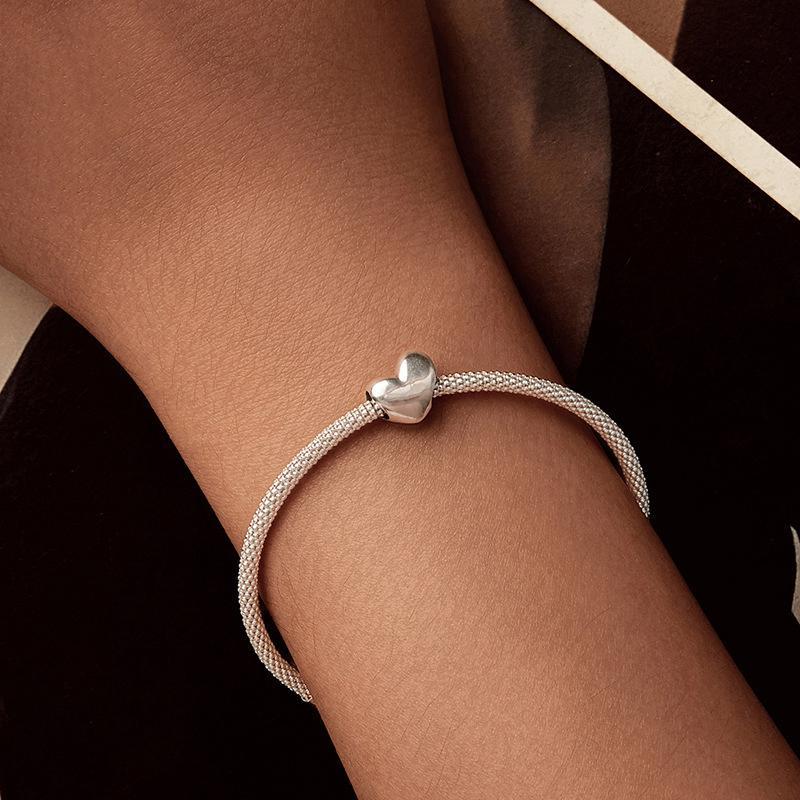 Sterling Silver Heart Charm Bead For Bracelets And DIY Jewelry 0