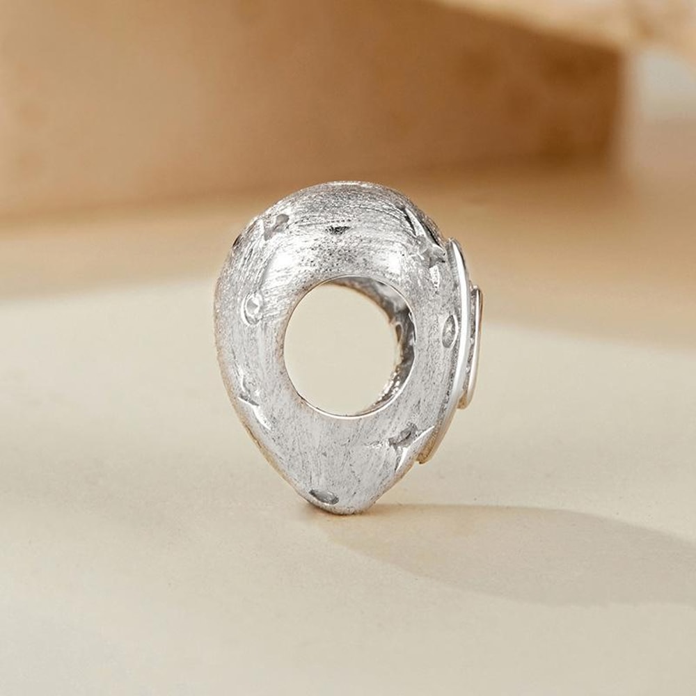 Sterling Silver Heart Charm Bead With Platinum Plating And Sparkling Zircon Accents 1