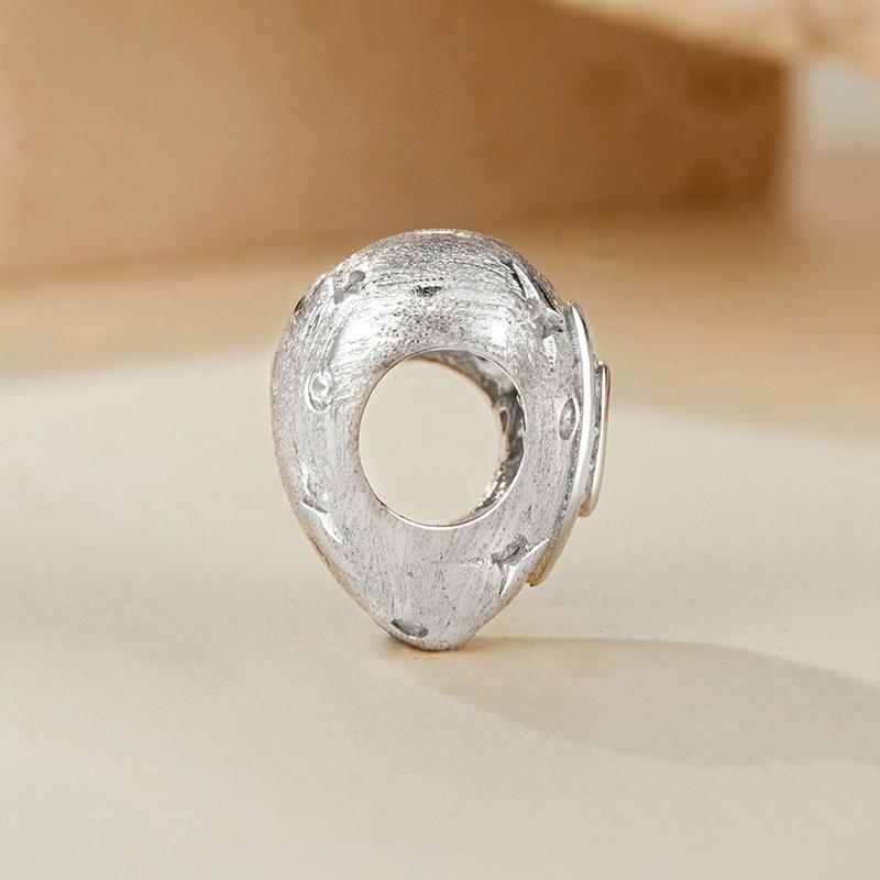Sterling Silver Heart Charm Bead With Platinum Plating And Sparkling Zircon Accents 1