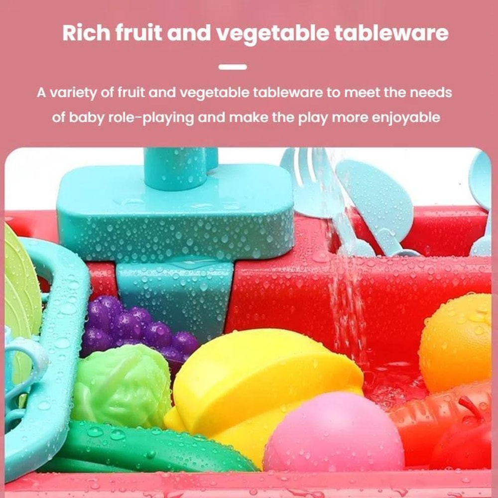 Kids Pretend Play Dishwasher Sink Set With Running Water Kitchen Toys For Toddlers 1