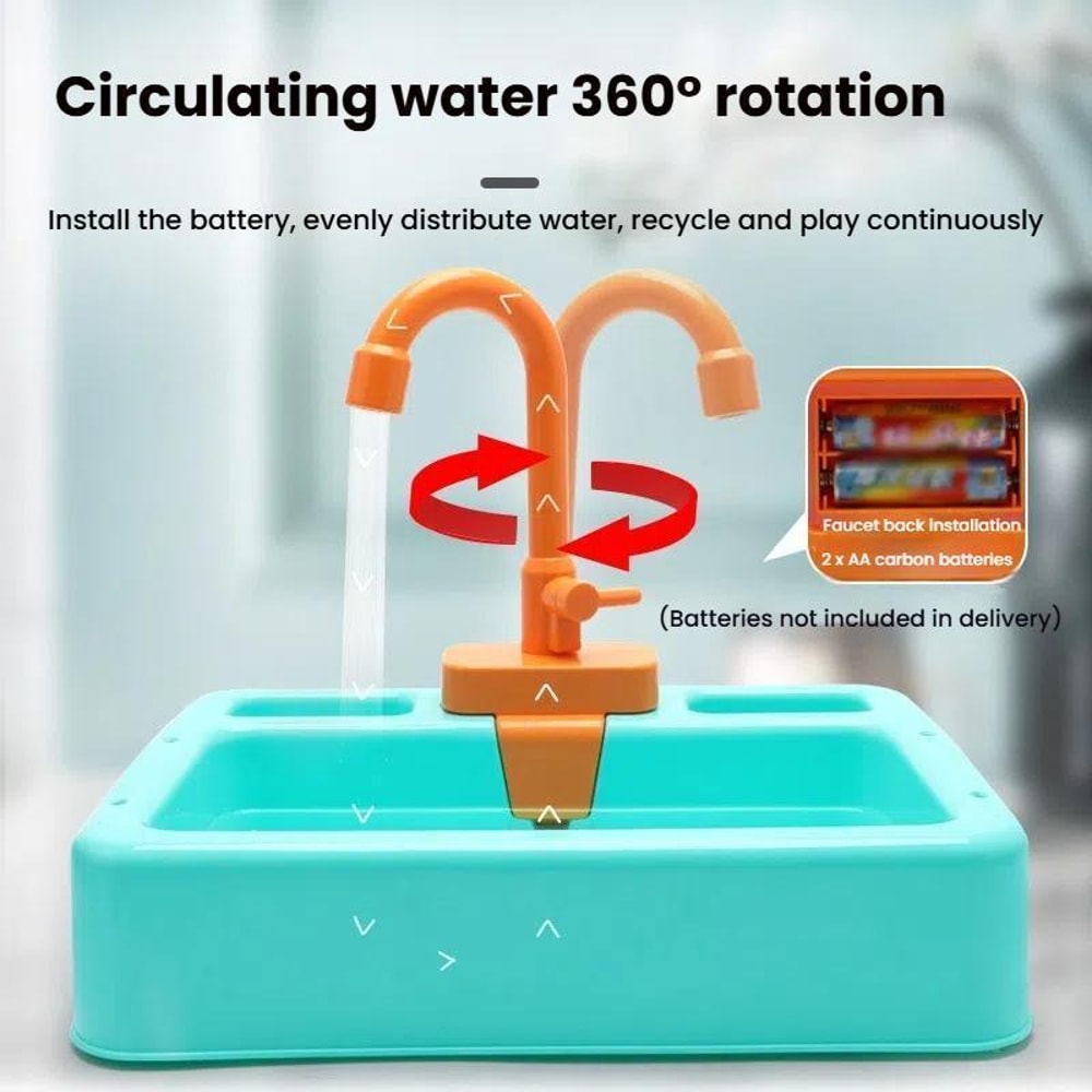 Kids Pretend Play Dishwasher Sink Set With Running Water Kitchen Toys For Toddlers 7