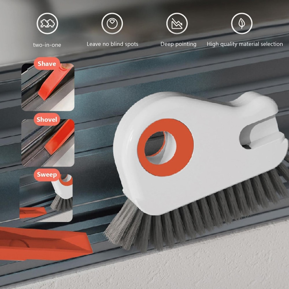 2in1 Window Track Cleaning Brush With Hidden Scraper For Deep Groove Gap Cleaning 3