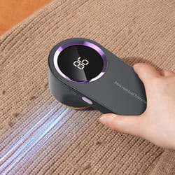 smart digital fabric shaver lint remover with led display & 6-blade precision trimmer