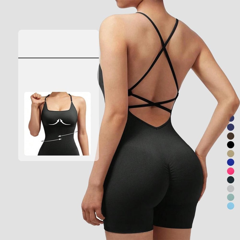 Seamless Yoga Bodysuit With CrissCross Back And BuiltIn Support 1