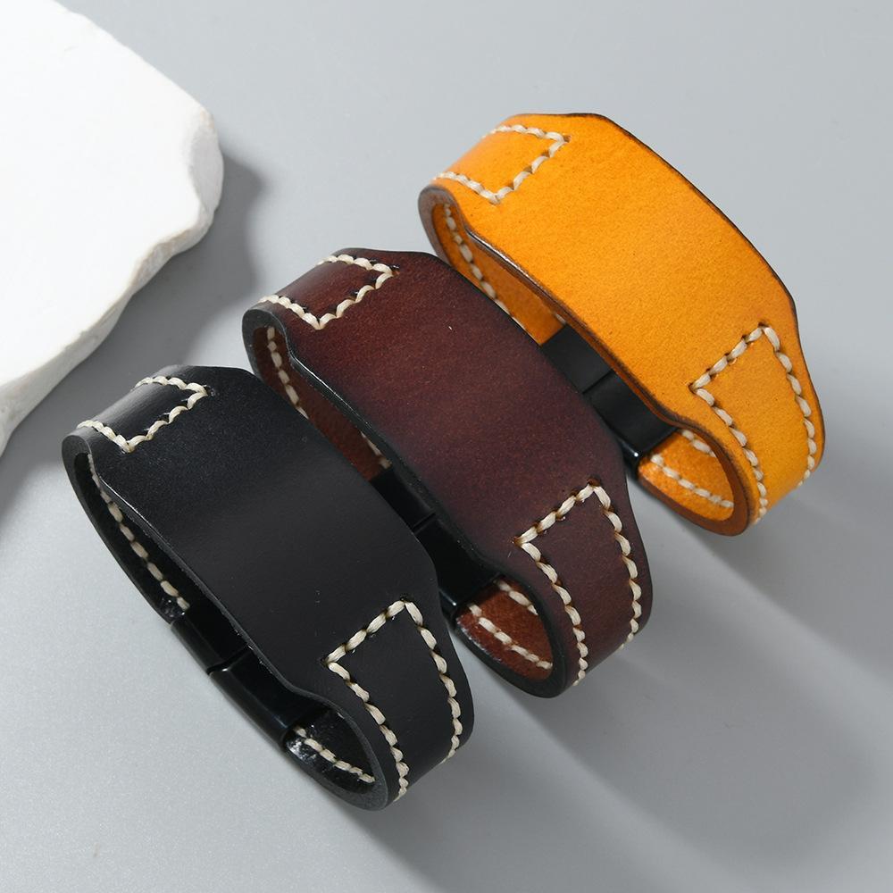 Vintage Hand Stitched Cowhide Leather Couple Bracelet DIY Wristband Gift For Men And Women 1