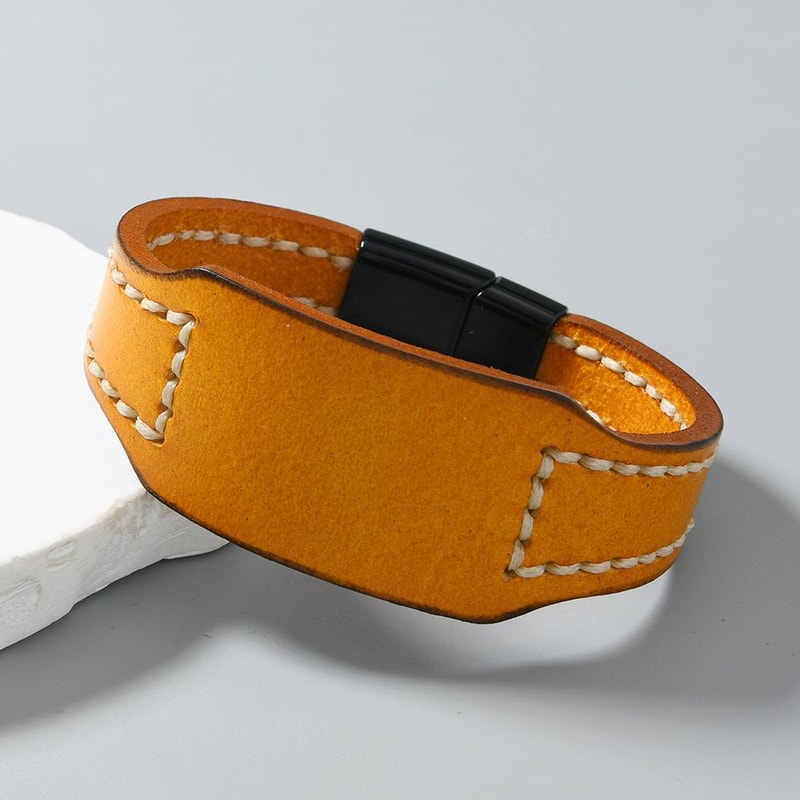 Vintage Hand Stitched Cowhide Leather Couple Bracelet DIY Wristband Gift For Men And Women 3