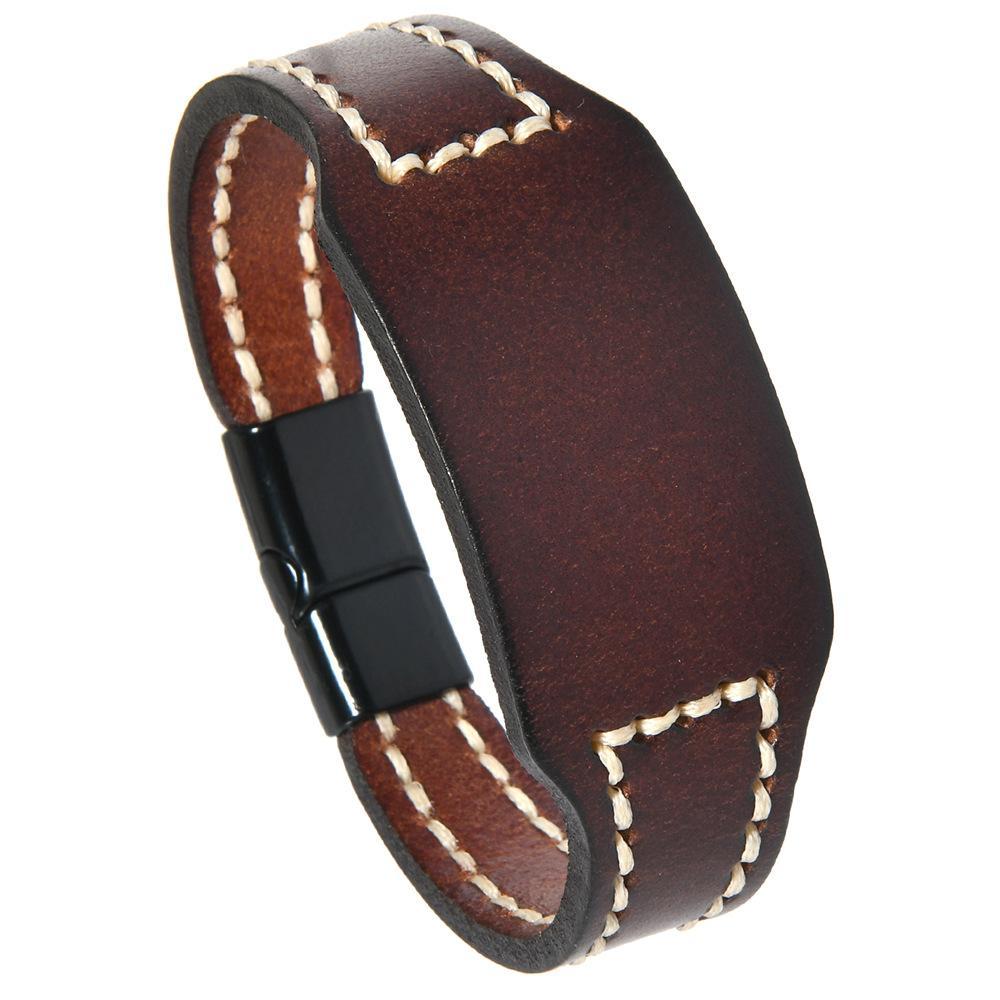 Vintage Hand Stitched Cowhide Leather Couple Bracelet DIY Wristband Gift For Men And Women 5