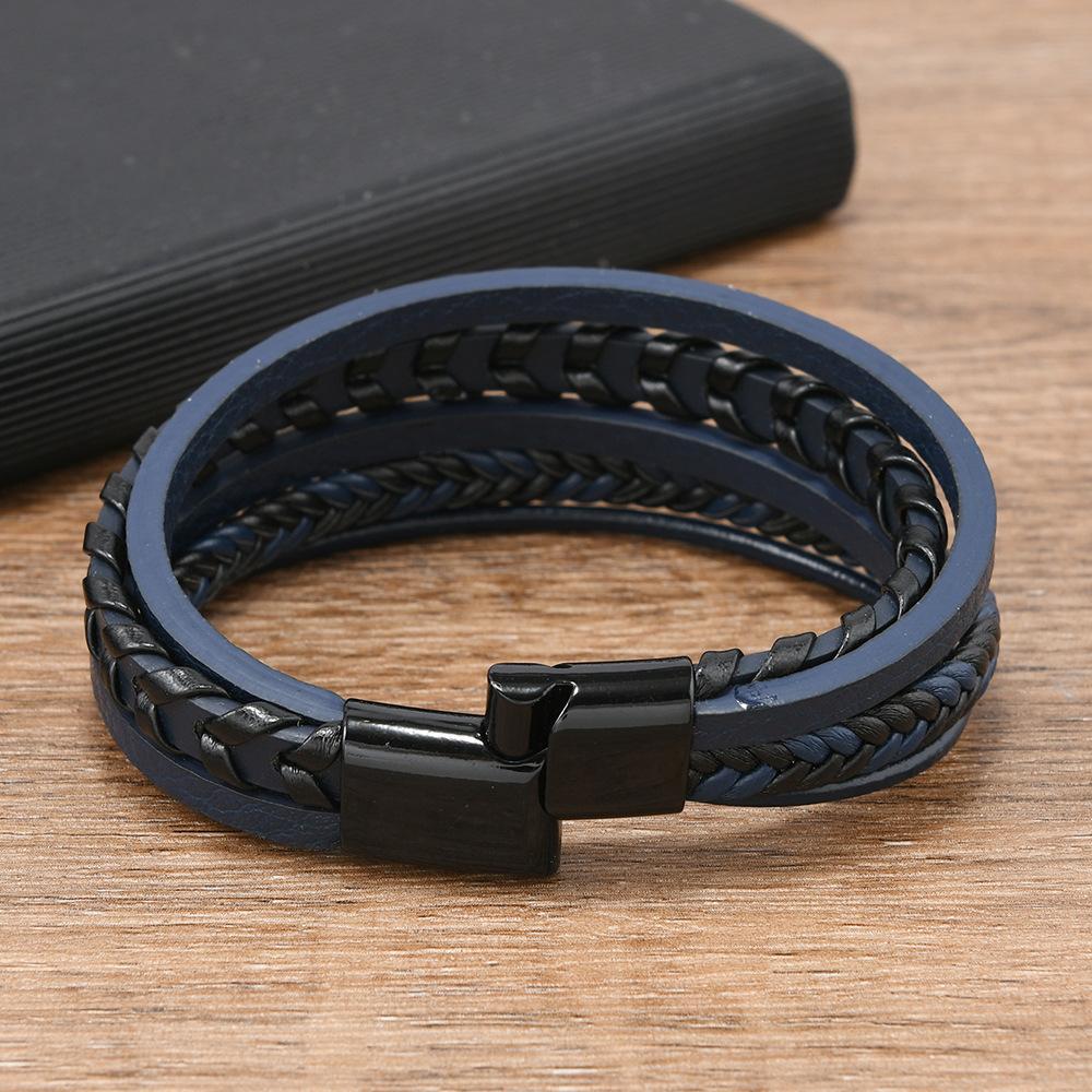 Minimalist Braided Leather Bracelet For Men With Magnetic Clasp And Handmade Woven Design 3