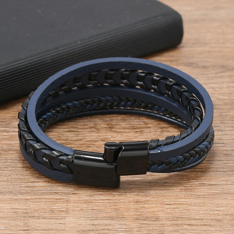 Minimalist Braided Leather Bracelet For Men With Magnetic Clasp And Handmade Woven Design 3